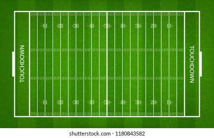 American football field. Green grass pattern and texture for football sport background. Vector illustration.