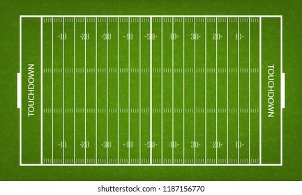 American football field. Green grass pattern and texture for football sport background. Vector illustration.
