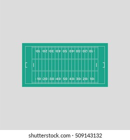 American football field mark icon. Gray background with green. Vector illustration.