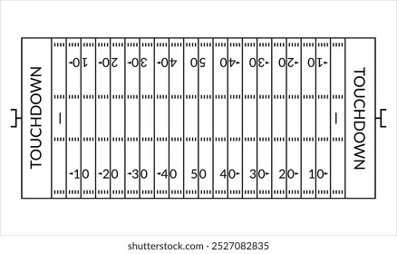 Margen de campo de fútbol americano. Esquema de líneas en un campo de fútbol americano. Profesional socсer campo. Ilustraciones para su uso en eventos deportivos en línea, impresos o en libros. Ilustración vectorial EPS 10