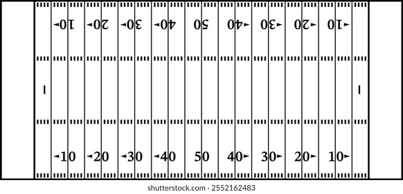 American Football Field Outline Illustration Isolated on White Background