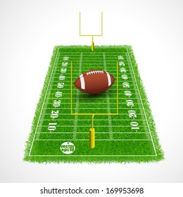 American football field perspective view with realistic grass textured, Vector illustration