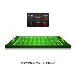 American Football field with scoreboard,vector