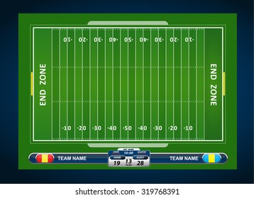 American Football field with set of infographic elements