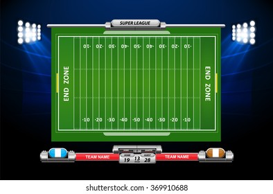 American Football field with set of infographic elements