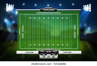 American Football field with set of infographic elements.