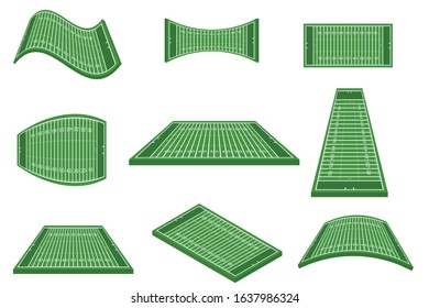 American football field set vector illustration