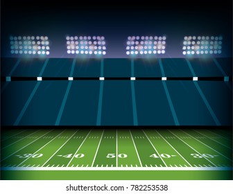An American football field and stadium background illustration. Vector EPS 10 available.