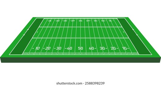 American Football Field Strategy Diagram - Top View Vector Clipart Illustration. Green American Football Field Layout with Strategy Markings - Vector Top View.