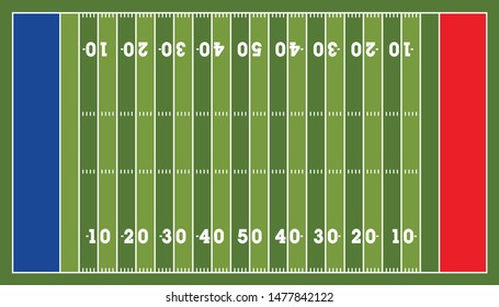 American Football Field Top View, Background Texture Vector Illustration