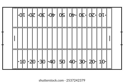 American football field top view vector illustration