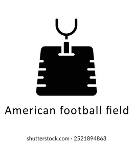 American football field   vector Solid  icon style illustration. Symbol on White background EPS 10 File
