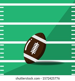 American Football field,American football ball. Rugby ball, vector illustration