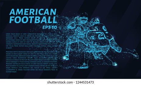 American football fight for the ball. American football consists of circles and dots. Vector illustration