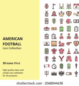 American Football Filled Icon
High quality clean and simple icon collection for all purposes.