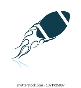 American Football Fire Ball Icon. Shadow Reflection Design. Vector Illustration.