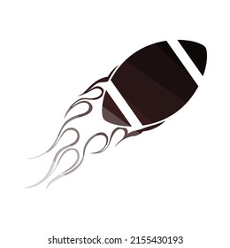 American Football Fire Ball Icon. Flat Color Ladder Design. Vector Illustration.