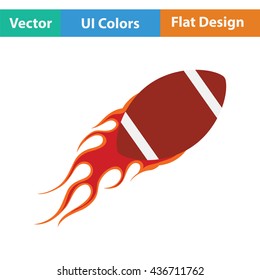 American football fire ball icon. Flat color design. Vector illustration.