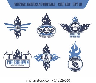 american football fire label set