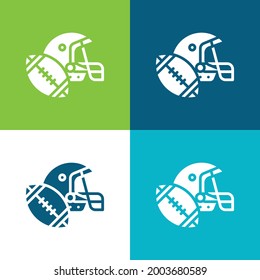 American Football Flat four color minimal icon set