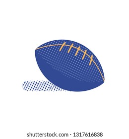 American football flat hand drawn vector color icon. Sport image minimalist style. Leather oval ball for footballing. Team game sportive outdoor competition equipment. Isolated cartoon illustration