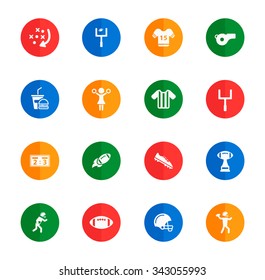 American football flat icons for media