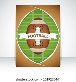 American football flyer with ball and ribbon, vector illustration