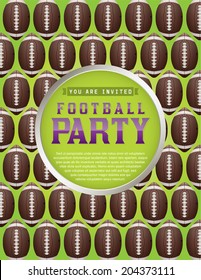 An American Football flyer design perfect for tailgate parties, football invites, etc. Vector EPS 10. EPS file contains transparencies. Text has been converted to outlines and is on its' own layer.