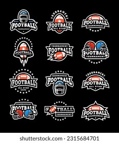 American football game logo set on a dark background.