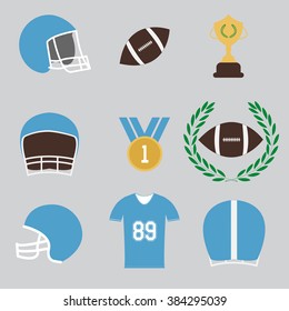 American football game sport icons set - vectors