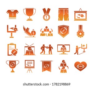 american football game sport professional and recreational icons set gradient design icon vector illustration
