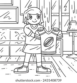 American Football Girl with Jersey Coloring Page 