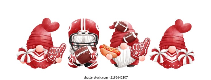 American football gnome banner, vector illustration