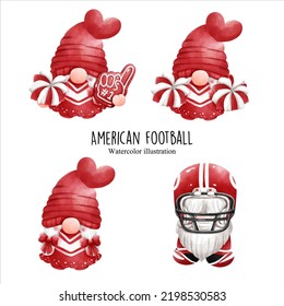 American football gnome, vector illustration