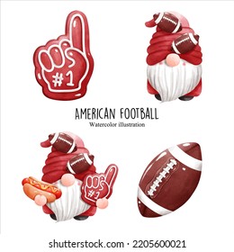 American football gnome, vector illustration