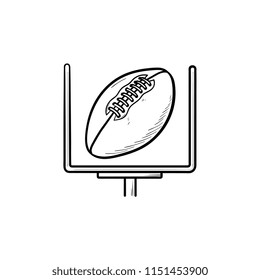 American football goal and ball hand drawn outline doodle icon. Football championship, field goal concept. Vector sketch illustration for print, web, mobile and infographics on white background.