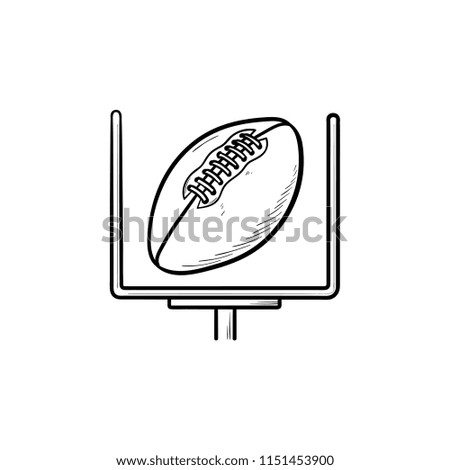 American football goal and ball hand drawn outline doodle icon. Football championship, field goal concept. Vector sketch illustration for print, web, mobile and infographics on white background.