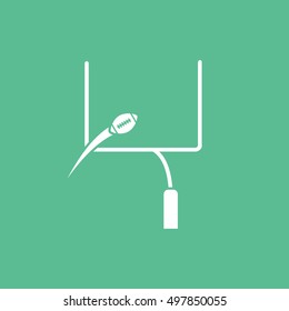 American Football Goal Flat Icon On Green Background