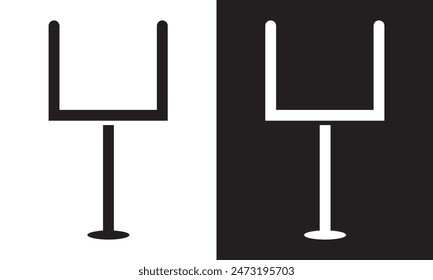 American football goal icon post.  isolated on white and black background. EPS 10