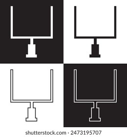 American football goal icon post.  isolated on white and black background. EPS 10