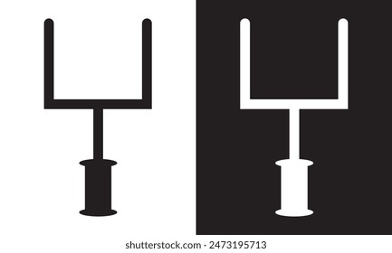 Icono de la portería de fútbol americano. aislado sobre fondo blanco y negro. EPS 10