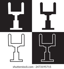 American football goal icon post.  isolated on white and black background. EPS 10