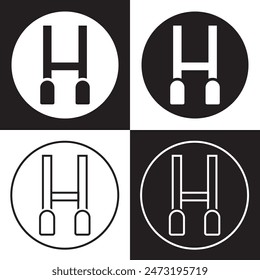 American football goal icon post.  isolated on white and black background. EPS 10