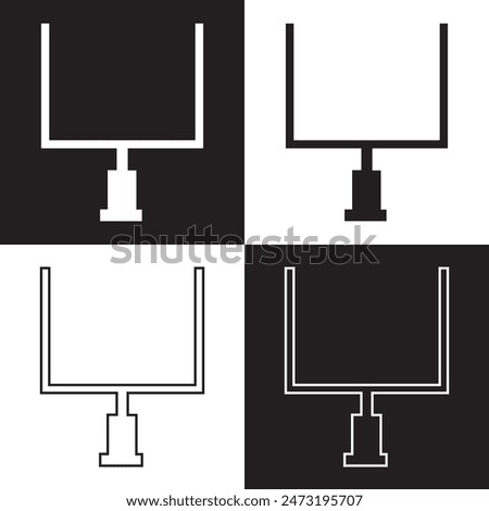 American football goal icon post.  isolated on white and black background. EPS 10