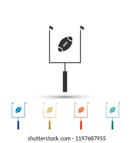 American football with goal post icon isolated on white background. Set elements in colored icons. Flat design. Vector Illustration