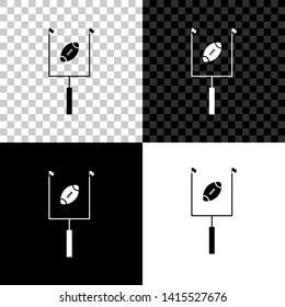 American football with goal post icon isolated on black, white and transparent background. Vector Illustration