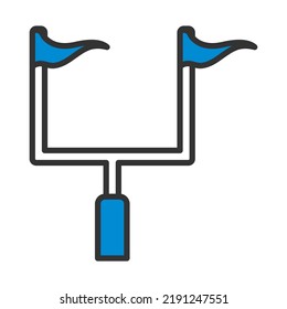 American Football Goal Post Icon. Editable Bold Outline With Color Fill Design. Vector Illustration.