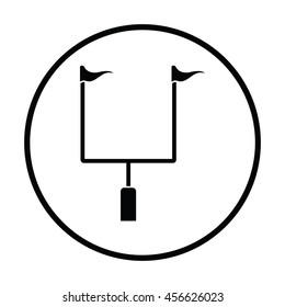 American football goal post icon. Thin circle design. Vector illustration.