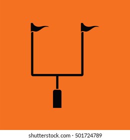 American football goal post icon. Orange background with black. Vector illustration.