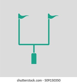 American Football Goal Post Icon. Gray Background With Green. Vector Illustration.